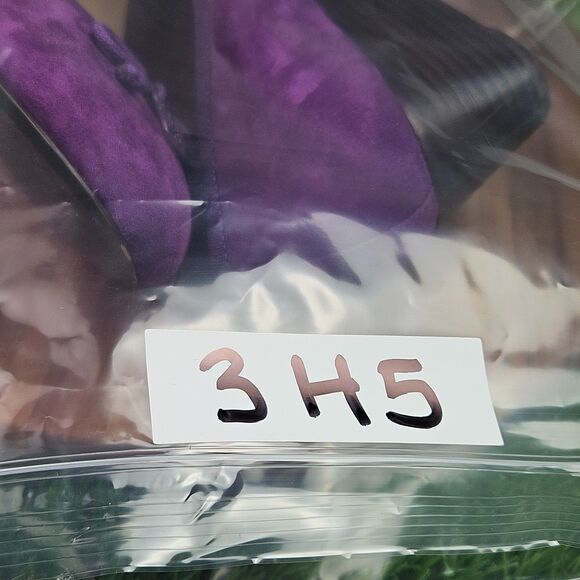 Tory Burch Purple Leather Suede Chelsea Wedge Heels Bow Logo Round Toe 10 M - Picture 12 of 12